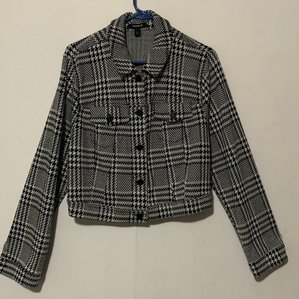 Torrid Black and White Plaid Jacket